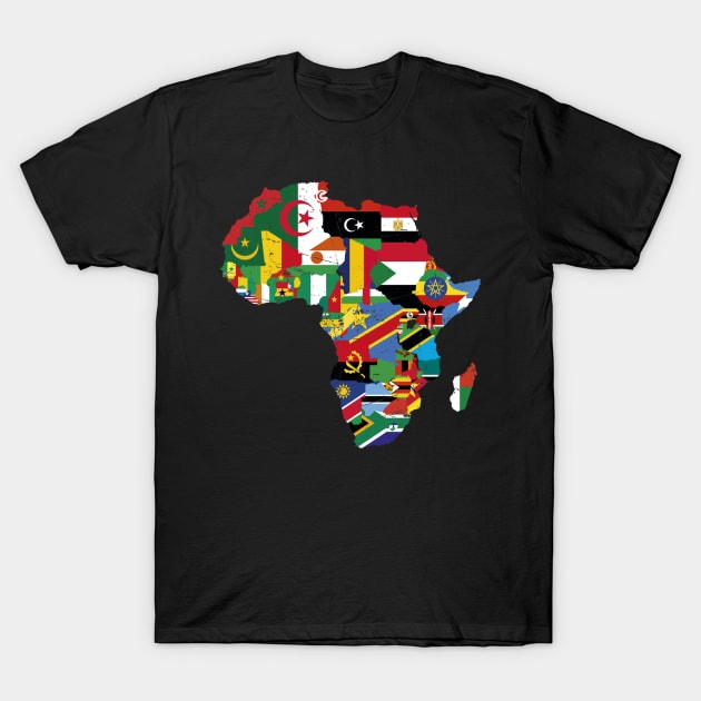 Vintage Africa Map with Flags T-Shirt by RickandMorty